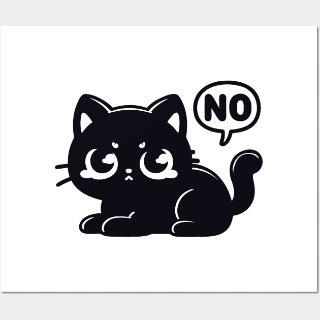 Black Cat Says No Wall Art by CreativeSage